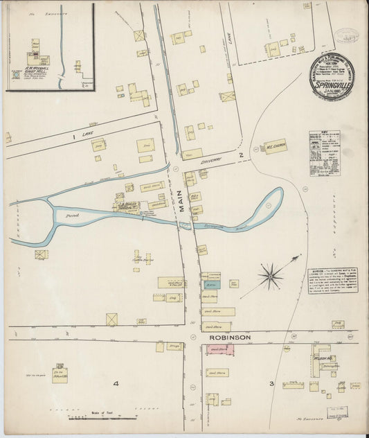 Sanborn Fire Insurance Map from Springville, Saint Clair County, Alabama. (1885) – Historic Sanborn Fire Insurance Map Print