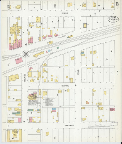 Sanborn Fire Insurance Map from Pacific, Franklin County, Missouri (1903), Sheet #0003 - Historic Sanborn Fire Insurance Map Print, vintage old map wall art, antique decor, genealogy gift, Missouri Missouri map