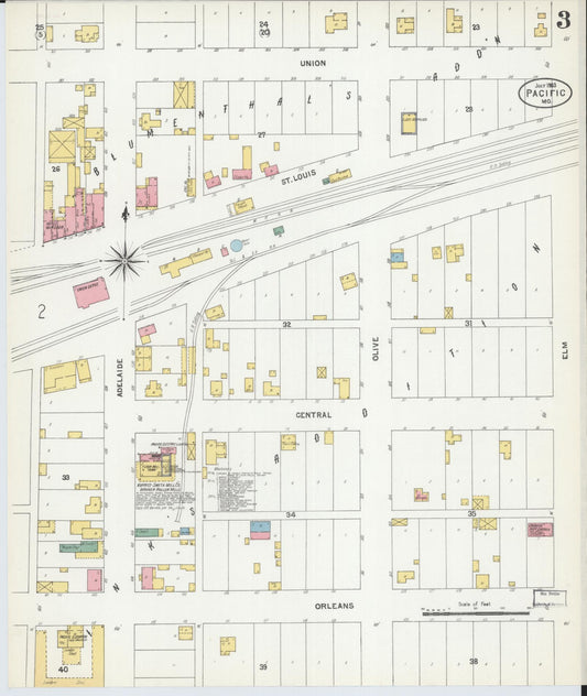 Sanborn Fire Insurance Map from Pacific, Franklin County, Missouri (1903), Sheet #0003 - Historic Sanborn Fire Insurance Map Print, vintage old map wall art, antique decor, genealogy gift, Missouri Missouri map
