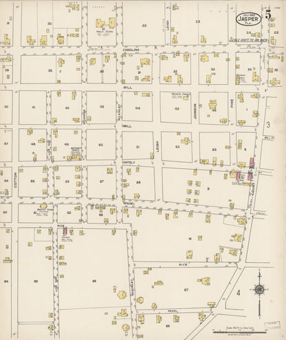 Sanborn Fire Insurance Map from Jasper, Hamilton County, Florida (1922), Sheet #0005 - Complete Map Set gallery image, historic Sanborn map, vintage wall art, Florida Florida