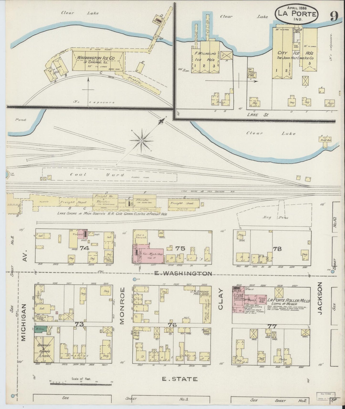 Sanborn Fire Insurance Map from La Porte, La Porte County, Indiana (1886), Sheet #0009 - Complete Map Set gallery image, historic Sanborn map, vintage wall art, Indiana Indiana