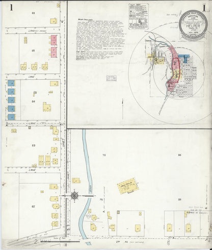 Sanborn Fire Insurance Map from Helper, Carbon County, Utah (1924), Sheet #0001 - Complete Map Set gallery image, historic Sanborn map, vintage wall art, Utah Utah