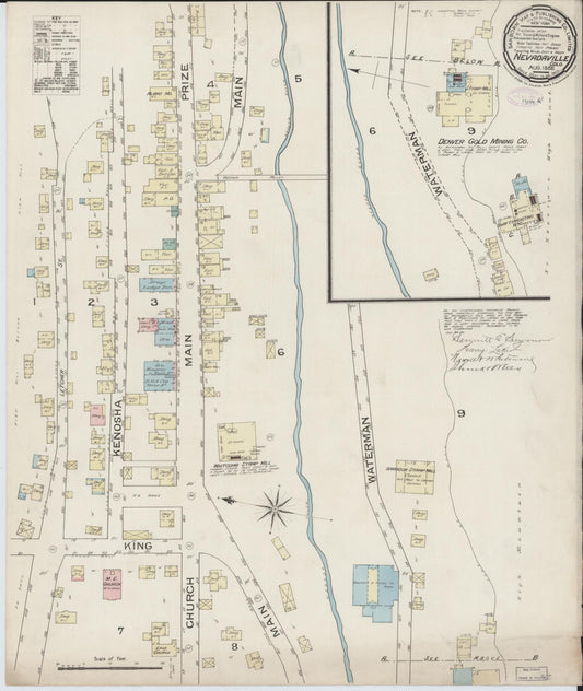 Sanborn Fire Insurance Map from Nevadaville, Gilpin County, Colorado (1886), Sheet #0001 - Historic Sanborn Fire Insurance Map Print, vintage old map wall art, antique decor, genealogy gift, Colorado Colorado map