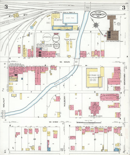 Sanborn Fire Insurance Map from Jefferson City, Cole County, Missouri (1923), Sheet #0003 - Complete Map Set gallery image, historic Sanborn map, vintage wall art, Missouri Missouri