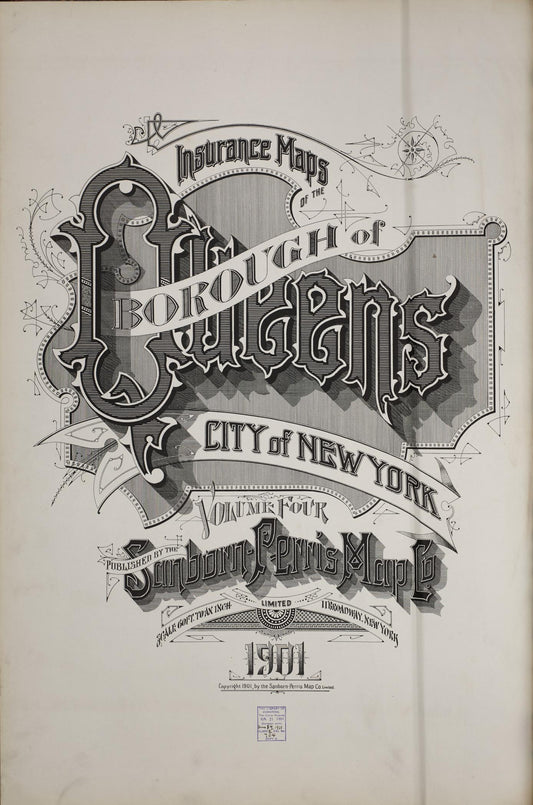 Sanborn Fire Insurance Map from Queens, Queens County, New York (1901), Sheet #0001 - Historic Sanborn Fire Insurance Map Print, vintage old map wall art, antique decor, genealogy gift, New York New York map