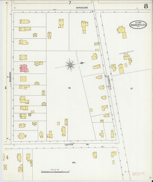 Sanborn Fire Insurance Map from Skaneateles, Onondaga County, New York (1904), Sheet #0008 - Historic Sanborn Fire Insurance Map Print, vintage old map wall art, antique decor, genealogy gift, New York New York map
