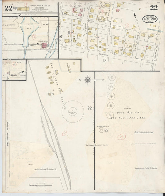 Sanborn Fire Insurance Map from Del Rio, Val Verde County, Texas (1948), Sheet #0022 - Historic Sanborn Fire Insurance Map Print, vintage old map wall art, antique decor, genealogy gift, Texas Texas map