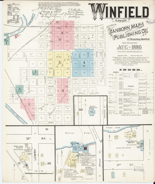 Sanborn Fire Insurance Map from Winfield, Cowley County, Kansas (1886), Sheet #0001 - Complete Map Set gallery image, historic Sanborn map, vintage wall art, Kansas Kansas