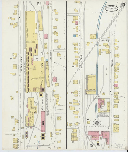 Sanborn Fire Insurance Map from Pottsville, Schuylkill County, Pennsylvania (1895), Sheet #0015 - Historic Sanborn Fire Insurance Map Print, vintage old map wall art, antique decor, genealogy gift, Pennsylvania Pennsylvania map
