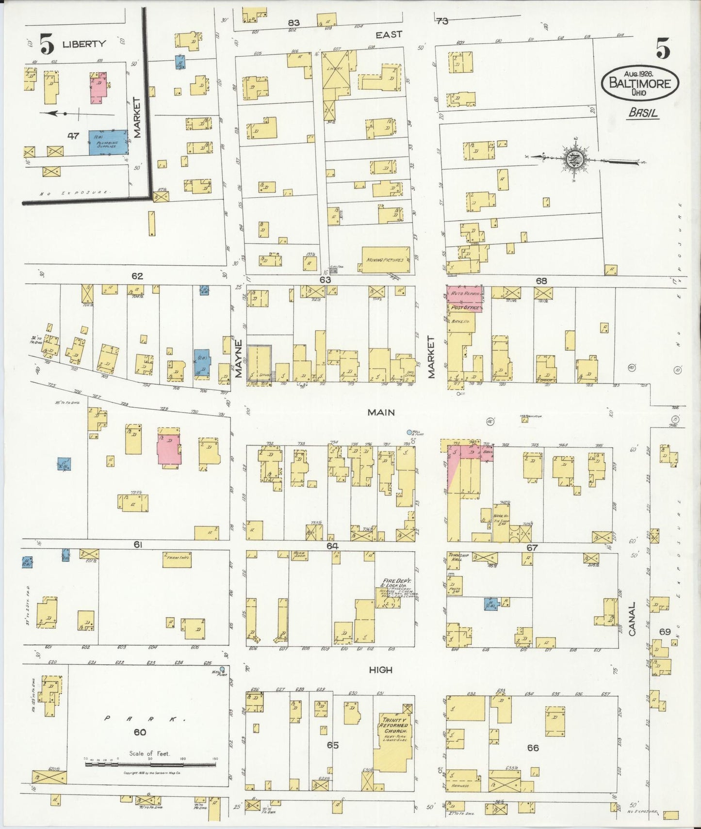 Sanborn Fire Insurance Map from Baltimore, Fairfield County, Ohio (1926), Sheet #0005 - Complete Map Set gallery image, historic Sanborn map, vintage wall art, Ohio Ohio
