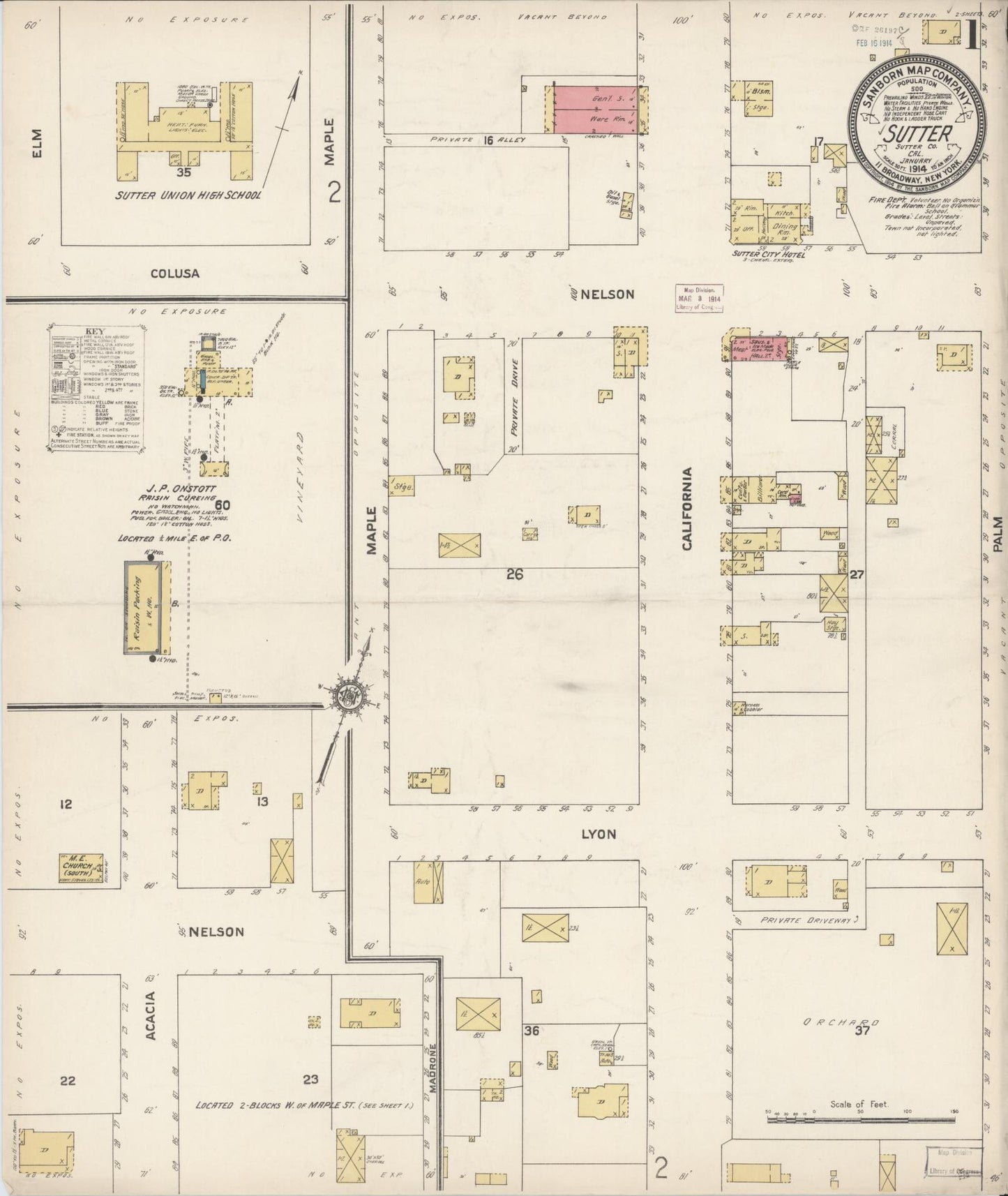Sanborn Fire Insurance Map from Sutter, Sutter County, California (1914), Sheet #0001 - Complete Map Set gallery image, historic Sanborn map, vintage wall art, California California