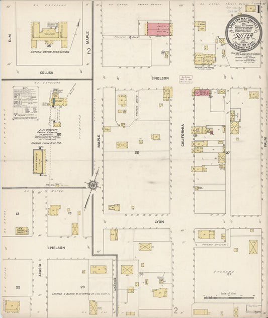 Sanborn Fire Insurance Map from Sutter, Sutter County, California (1914), Sheet #0001 - Complete Map Set gallery image, historic Sanborn map, vintage wall art, California California