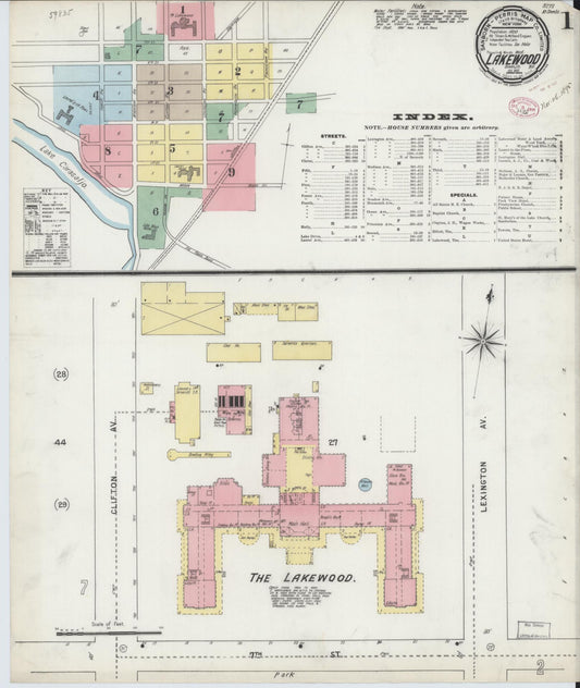 Sanborn Fire Insurance Map from Lakewood, Ocean County, New Jersey (1895), Sheet #0001 - Complete Map Set gallery image, historic Sanborn map, vintage wall art, New Jersey New Jersey