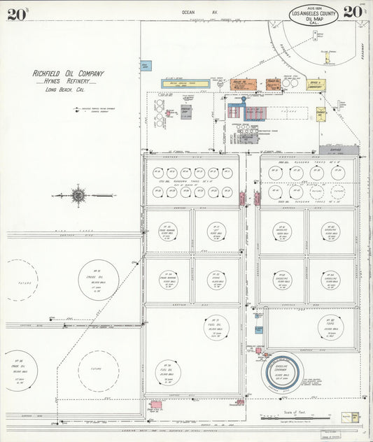 Sanborn Fire Insurance Map from Los Angeles Co., Los Angeles County, California (1924), Sheet #0020 - Historic Sanborn Fire Insurance Map Print, vintage old map wall art, antique decor, genealogy gift, California California map