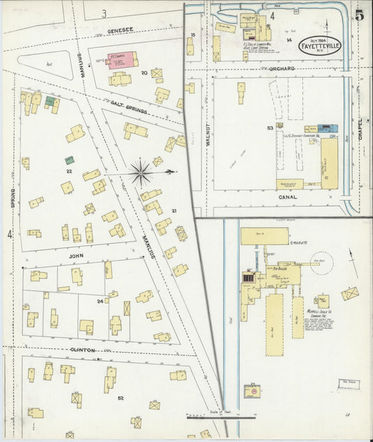 Sanborn Fire Insurance Map from Fayetteville, Onondaga County, New York (1904), Sheet #0005 - Historic Sanborn Fire Insurance Map Print, vintage old map wall art, antique decor, genealogy gift, New York New York map