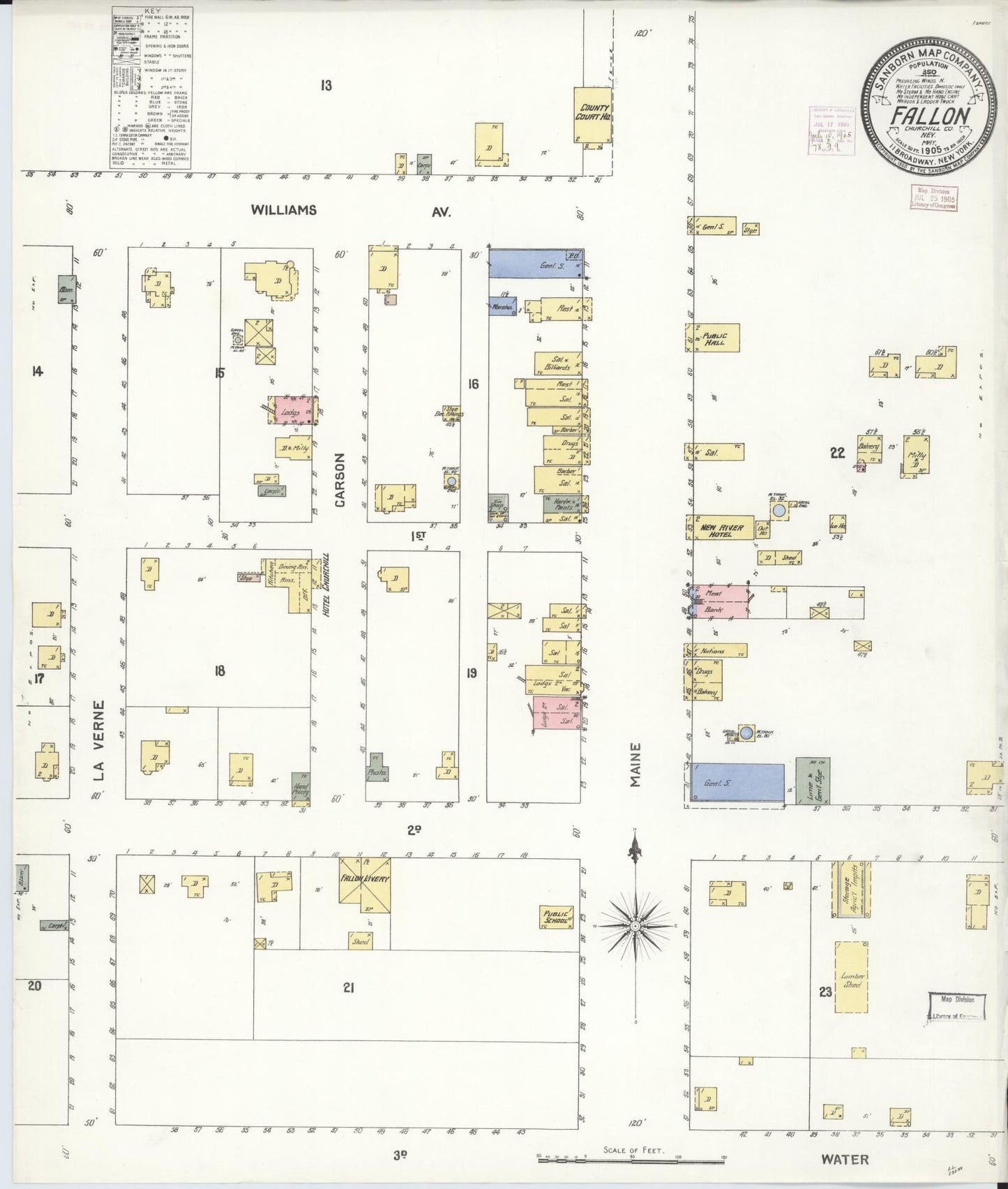 Sanborn Fire Insurance Map from Fallon, Churchill County, Nevada (1905), Sheet #0001 - Historic Sanborn Fire Insurance Map Print, vintage old map wall art, antique decor, genealogy gift, Nevada Nevada map