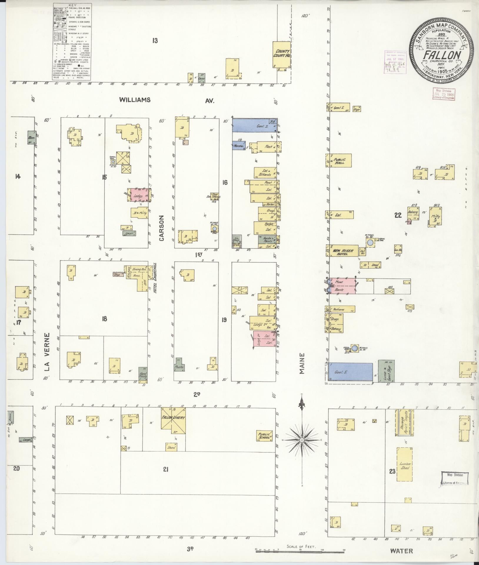 Sanborn Fire Insurance Map from Fallon, Churchill County, Nevada (1905), Sheet #0001 - Historic Sanborn Fire Insurance Map Print, vintage old map wall art, antique decor, genealogy gift, Nevada Nevada map