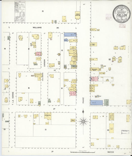 Sanborn Fire Insurance Map from Fallon, Churchill County, Nevada (1905), Sheet #0001 - Historic Sanborn Fire Insurance Map Print, vintage old map wall art, antique decor, genealogy gift, Nevada Nevada map