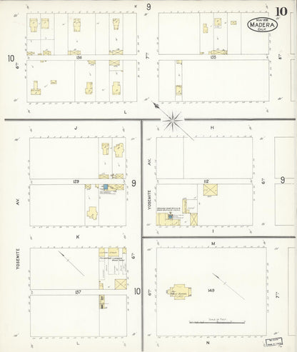 Sanborn Fire Insurance Map from Madera, Madera County, California (1898), Sheet #0010 - Complete Map Set gallery image, historic Sanborn map, vintage wall art, California California