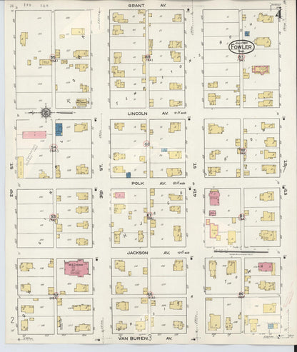 Sanborn Fire Insurance Map from Fowler, Benton County, Indiana (1932), Sheet #0004 - Complete Map Set gallery image, historic Sanborn map, vintage wall art, Indiana Indiana