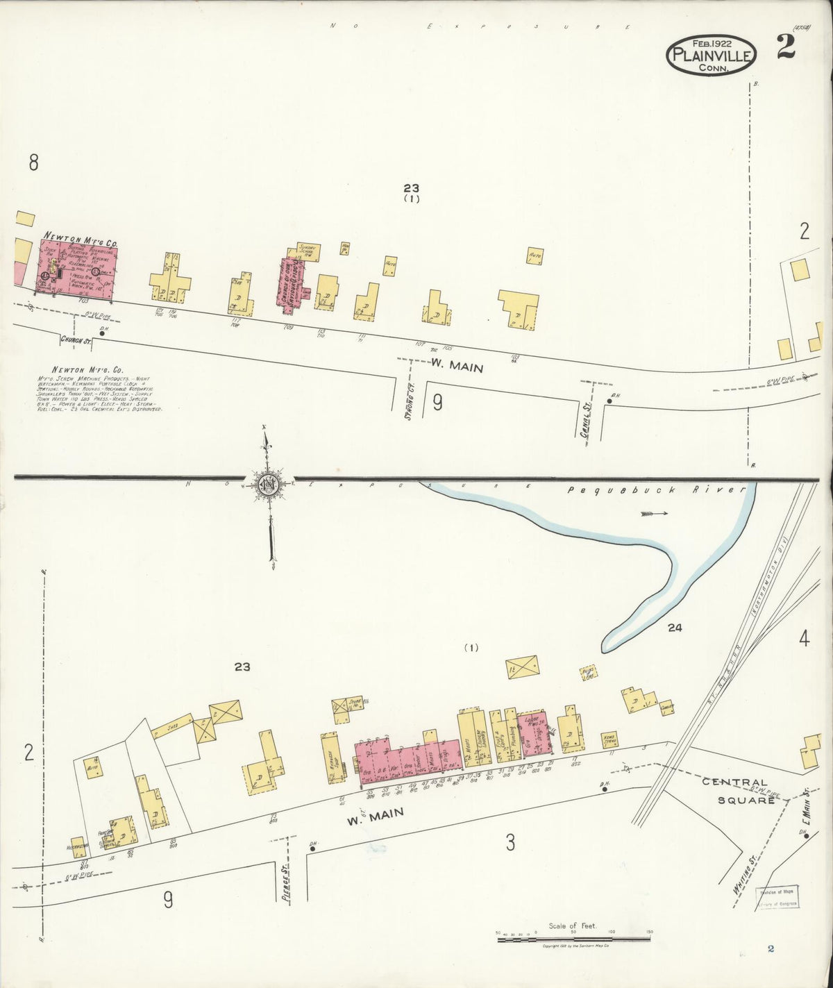 Sanborn Fire Insurance Map from Plainville, Hartford County, Connecticut (1922), Sheet #0002 - Historic Sanborn Fire Insurance Map Print, vintage old map wall art, antique decor, genealogy gift, Connecticut Connecticut map