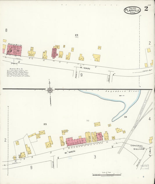 Sanborn Fire Insurance Map from Plainville, Hartford County, Connecticut (1922), Sheet #0002 - Historic Sanborn Fire Insurance Map Print, vintage old map wall art, antique decor, genealogy gift, Connecticut Connecticut map