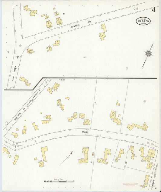 Sanborn Fire Insurance Map from Warren, Knox County, Maine (1911), Sheet #0004 - Historic Sanborn Fire Insurance Map Print, vintage old map wall art, antique decor, genealogy gift, Maine Maine map
