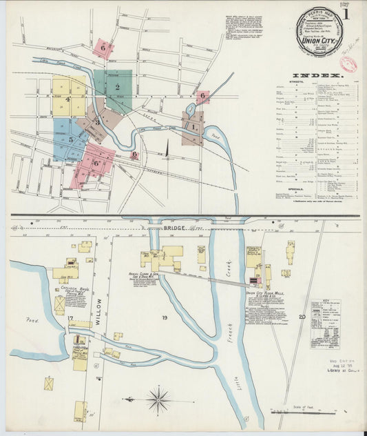 Sanborn Fire Insurance Map from Union City, Erie County, Pennsylvania (1895), Sheet #0001 - Historic Sanborn Fire Insurance Map Print, vintage old map wall art, antique decor, genealogy gift, Pennsylvania Pennsylvania map