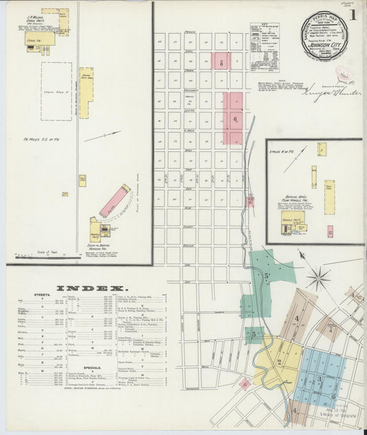 Sanborn Fire Insurance Map from Johnson City, Washington County, Tennessee (1897), Sheet #0001 - Complete Map Set gallery image, historic Sanborn map, vintage wall art, Tennessee Tennessee