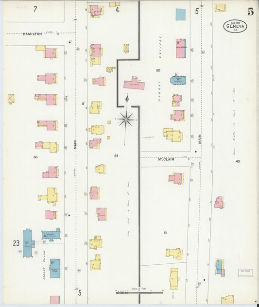 Sanborn Fire Insurance Map from Geneva, Ontario County, New York (1903), Sheet #0005 - Historic Sanborn Fire Insurance Map Print, vintage old map wall art, antique decor, genealogy gift, New York New York map
