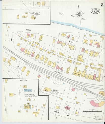Sanborn Fire Insurance Map from Morrow, Warren County, Ohio (1901), Sheet #0003 - Historic Sanborn Fire Insurance Map Print, vintage old map wall art, antique decor, genealogy gift, Ohio Ohio map