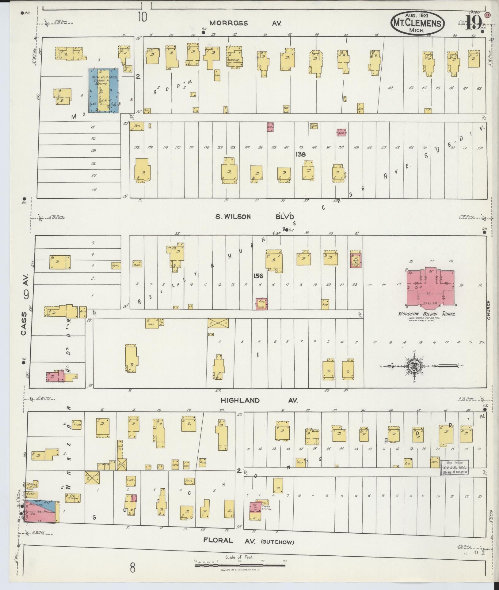 Sanborn Fire Insurance Map from Mount Clemens, Macomb County, Michigan (1921), Sheet #0019 - Complete Map Set gallery image, historic Sanborn map, vintage wall art, Michigan Michigan