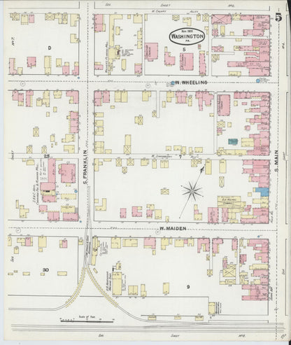 Sanborn Fire Insurance Map from Washington, Washington County, Pennsylvania (1891), Sheet #0005 - Complete Map Set gallery image, historic Sanborn map, vintage wall art, Sanborn Fire Insurance Map from Washington Washington