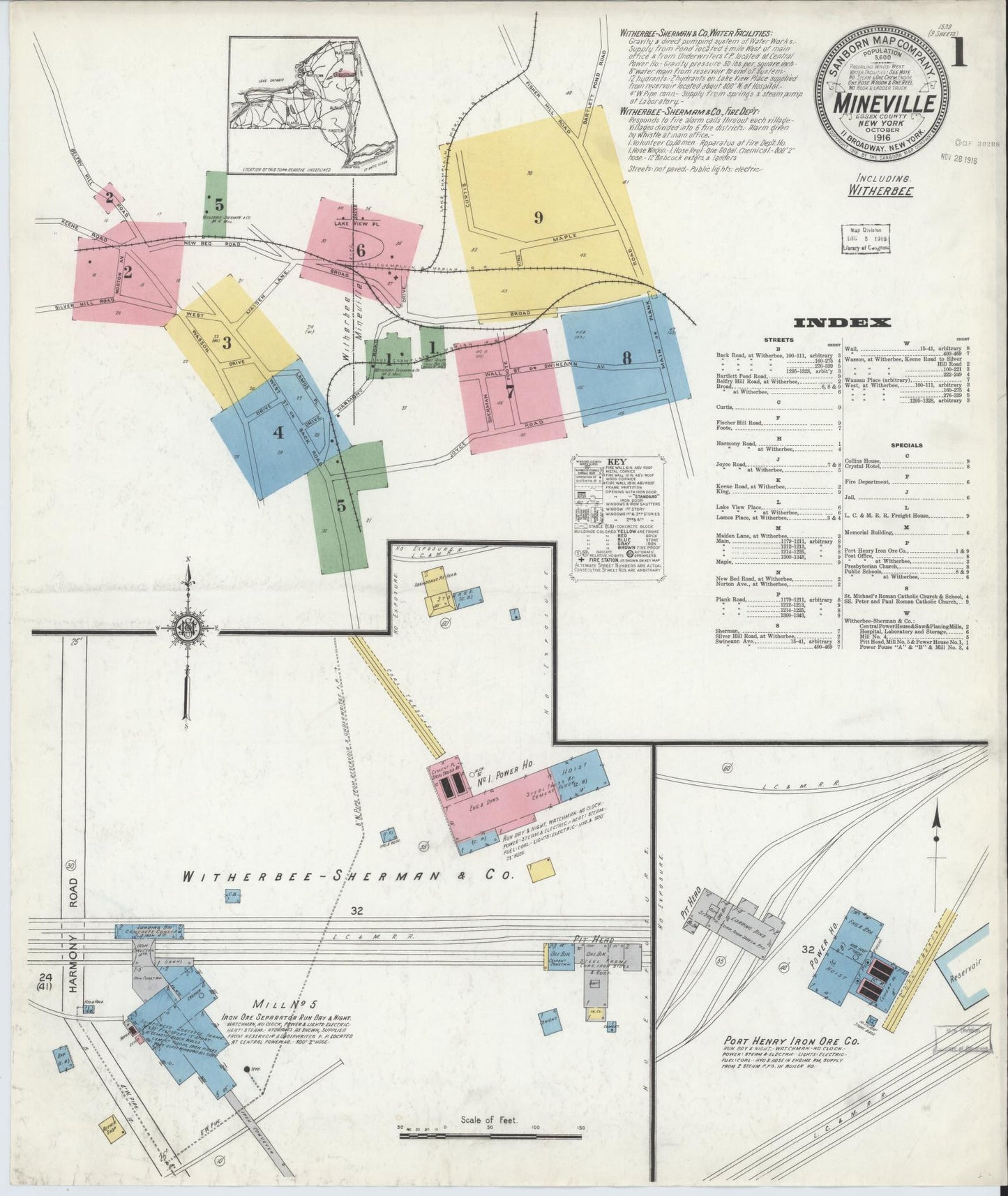 Sanborn Fire Insurance Map from Mineville, Essex County, New York. (1916) – Historic Sanborn Fire Insurance Map Print