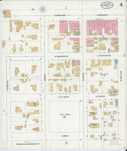 Sanborn Fire Insurance Map from Albert Lea, Freeborn County, Minnesota (1899), Sheet #0004 - Historic Sanborn Fire Insurance Map Print, vintage old map wall art, antique decor, genealogy gift, Minnesota Minnesota map