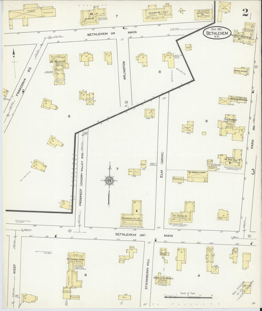 Sanborn Fire Insurance Map from Bethlehem, Grafton County, New Hampshire (1912), Sheet #0002 - Historic Sanborn Fire Insurance Map Print, vintage old map wall art, antique decor, genealogy gift, New Hampshire New Hampshire map
