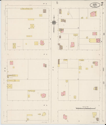 Sanborn Fire Insurance Map from Nephi, Juab County, Utah (1917), Sheet #0007 - Complete Map Set gallery image, historic Sanborn map, vintage wall art, Utah Utah