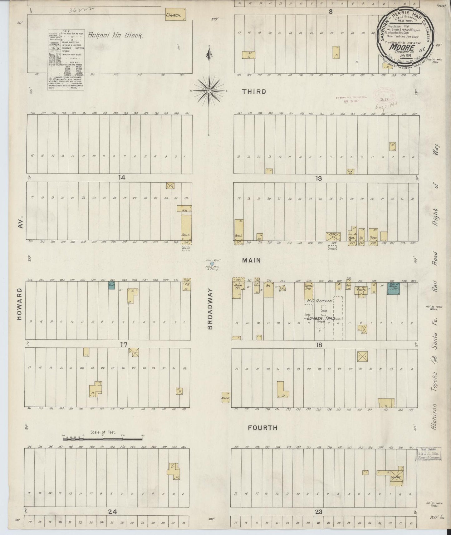 Sanborn Fire Insurance Map from Moore, Cleveland County, Oklahoma (1894), Sheet #0001 - Historic Sanborn Fire Insurance Map Print, vintage old map wall art, antique decor, genealogy gift, Oklahoma Oklahoma map