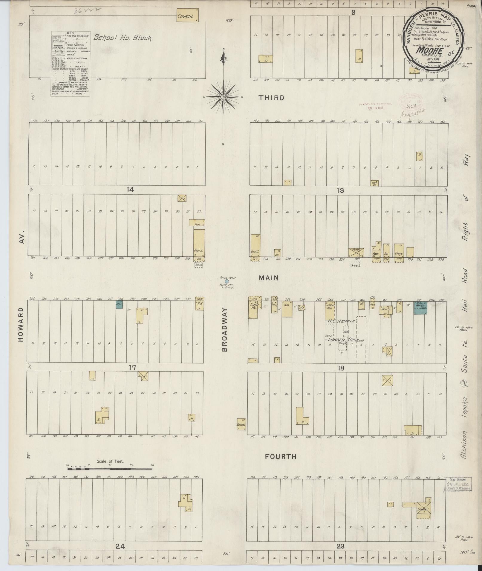 Sanborn Fire Insurance Map from Moore, Cleveland County, Oklahoma (1894), Sheet #0001 - Historic Sanborn Fire Insurance Map Print, vintage old map wall art, antique decor, genealogy gift, Oklahoma Oklahoma map