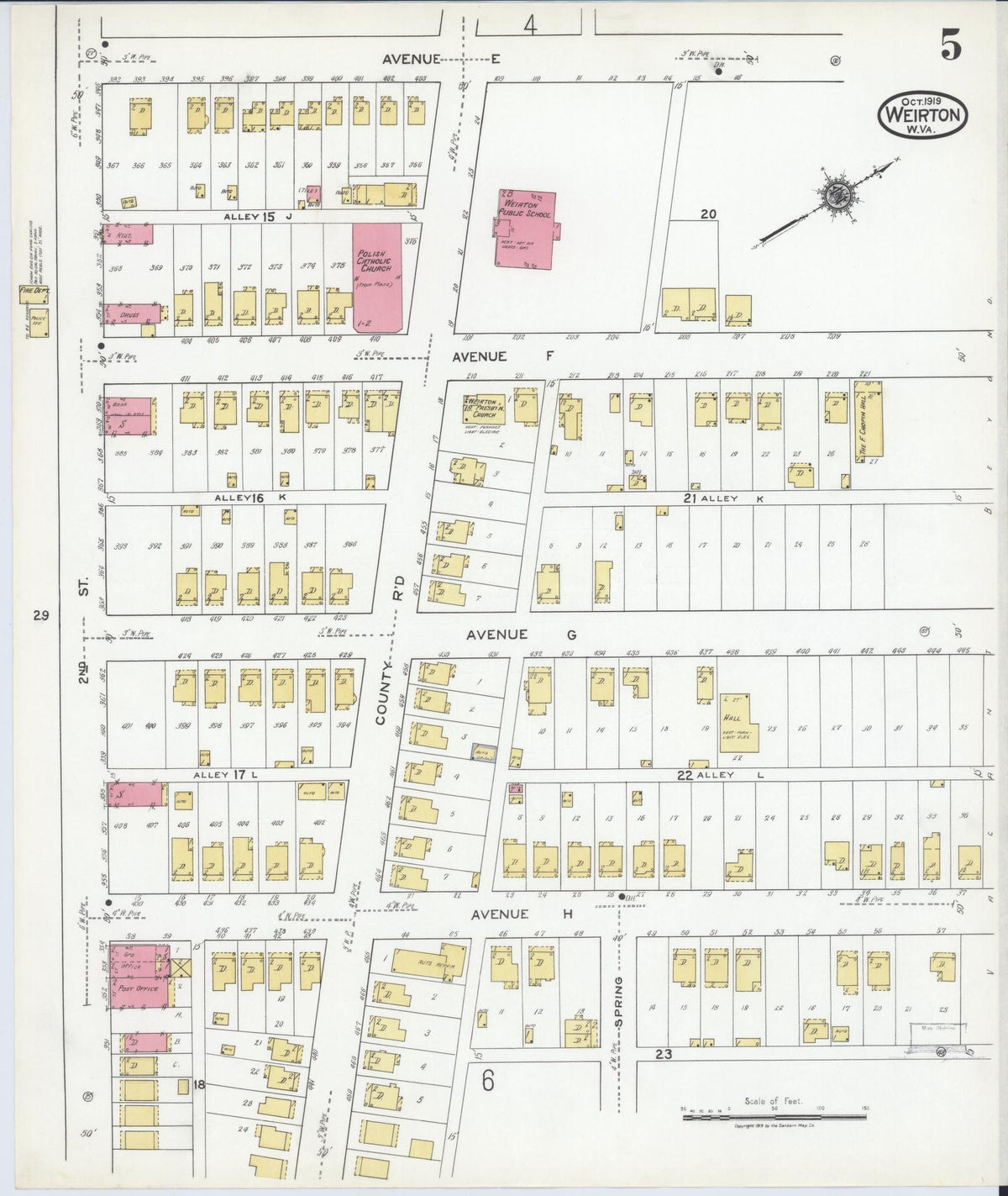 Sanborn Fire Insurance Map from Weirton, Hancock County, West Virginia (1919), Sheet #0005 - Complete Map Set gallery image, historic Sanborn map, vintage wall art, West Virginia West Virginia