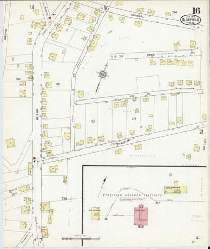 Sanborn Fire Insurance Map from Bluefield, Mercer County, West Virginia (1914), Sheet #0016 - Complete Map Set gallery image, historic Sanborn map, vintage wall art, West Virginia West Virginia