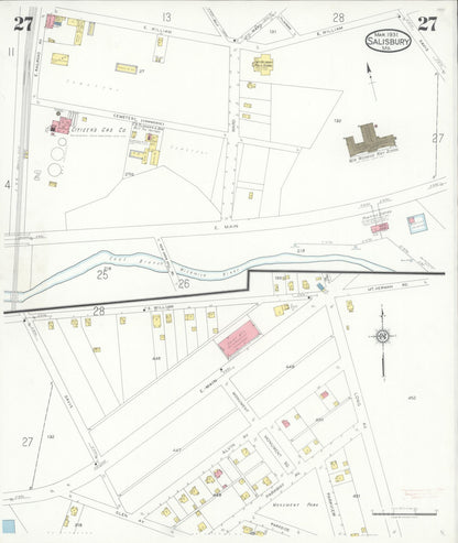 Sanborn Fire Insurance Map from Salisbury, Wicomico County, Maryland (1931), Sheet #0027 - Complete Map Set gallery image, historic Sanborn map, vintage wall art, Maryland Maryland