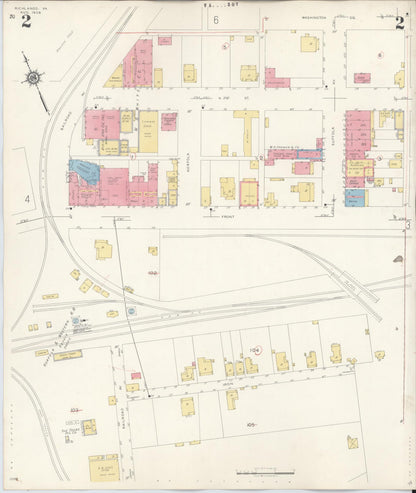Sanborn Fire Insurance Map from Richlands, Tazewell County, Virginia (1936), Sheet #0002 - Historic Sanborn Fire Insurance Map Print, vintage old map wall art, antique decor, genealogy gift, Virginia Virginia map