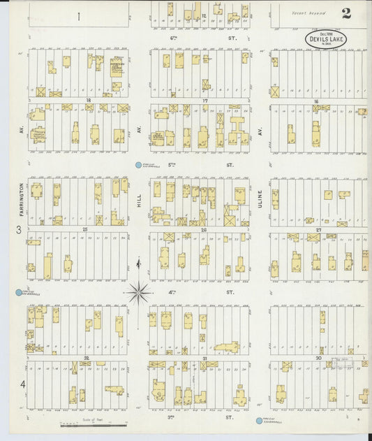 Sanborn Fire Insurance Map from Devils Lake, Ramsey County, North Dakota (1898), Sheet #0002 - Historic Sanborn Fire Insurance Map Print, vintage old map wall art, antique decor, genealogy gift, North Dakota North Dakota map