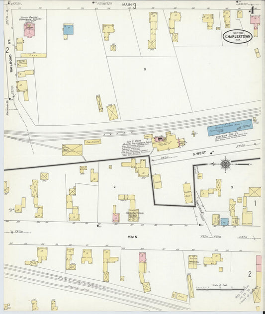 Sanborn Fire Insurance Map from Charlestown, Sullivan County, New Hampshire (1910), Sheet #0004 - Historic Sanborn Fire Insurance Map Print, vintage old map wall art, antique decor, genealogy gift, New Hampshire New Hampshire map