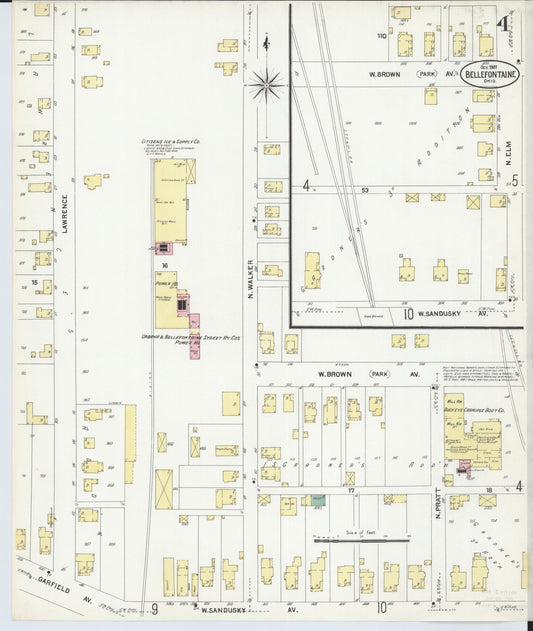 Sanborn Fire Insurance Map from Bellefontaine, Logan County, Ohio (1907), Sheet #0004 - Historic Sanborn Fire Insurance Map Print, vintage old map wall art, antique decor, genealogy gift, Ohio Ohio map