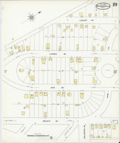 Sanborn Fire Insurance Map from Moundsville, Marshall County, West Virginia (1909), Sheet #0019 - Complete Map Set gallery image, historic Sanborn map, vintage wall art, West Virginia West Virginia