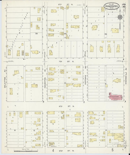 Sanborn Fire Insurance Map from Grand Rapids, Itasca County, Minnesota (1913), Sheet #0002 - Historic Sanborn Fire Insurance Map Print, vintage old map wall art, antique decor, genealogy gift, Minnesota Minnesota map