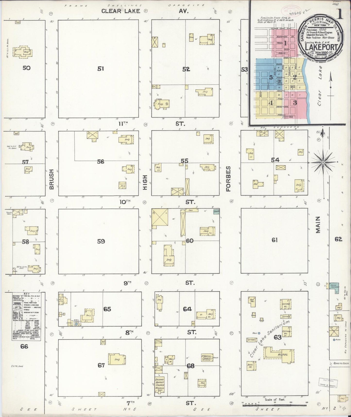 Sanborn Fire Insurance Map from Lakeport, Lake County, California (1890), Sheet #0001 - Historic Sanborn Fire Insurance Map Print, vintage old map wall art, antique decor, genealogy gift, California California map