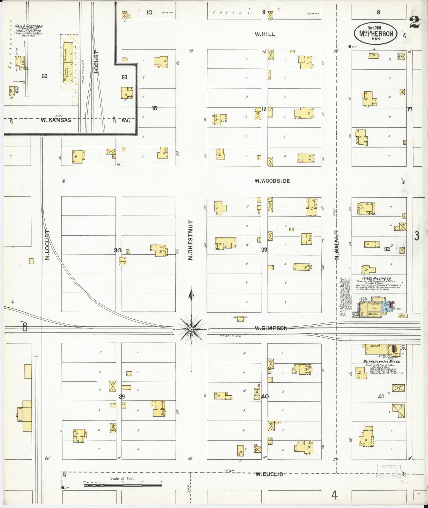 Sanborn Fire Insurance Map from Mcpherson, Mcpherson County, Kansas (1901), Sheet #0002 - Complete Map Set gallery image, historic Sanborn map, vintage wall art, Kansas Kansas